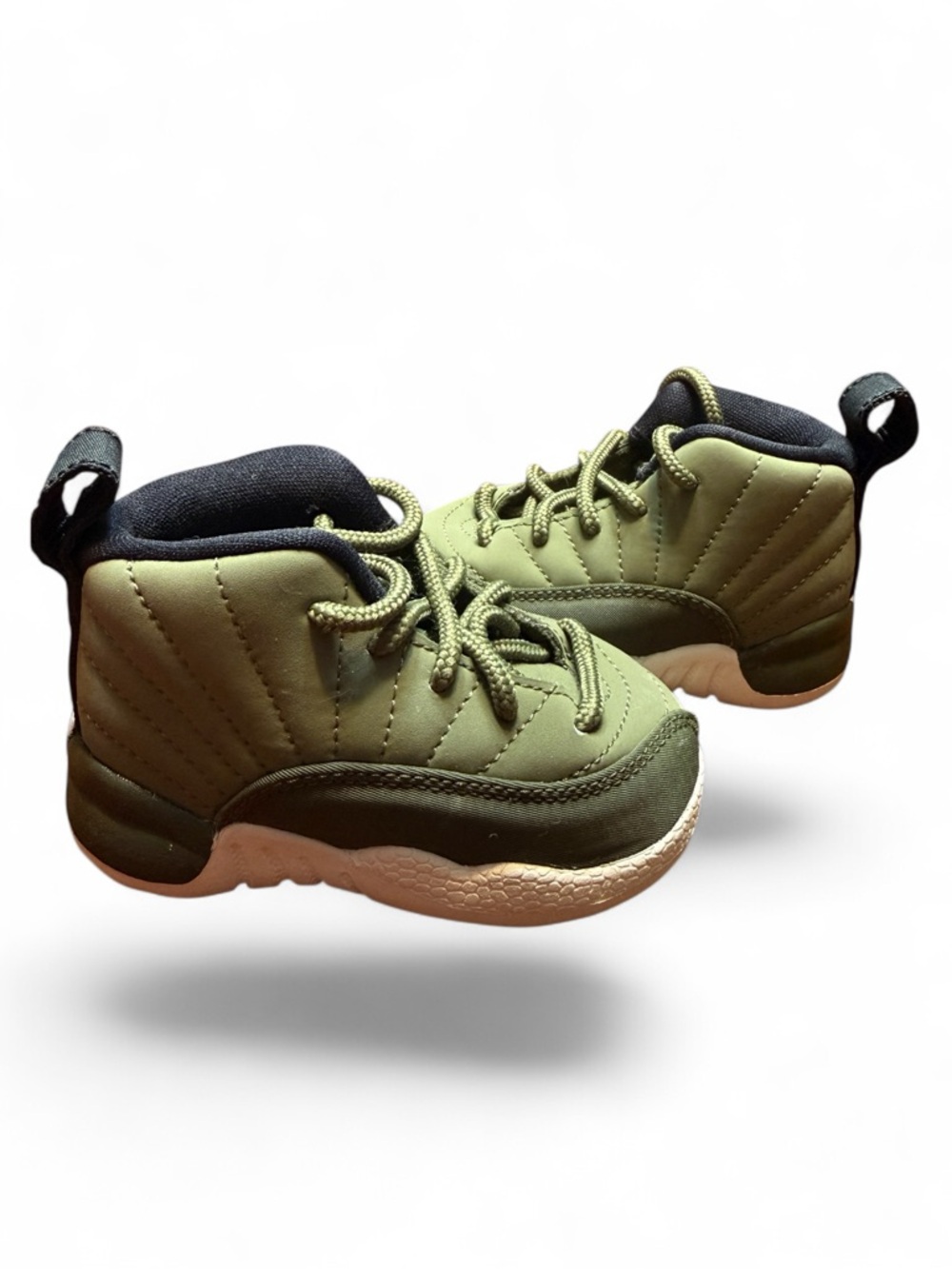 Jordan Retro 12 Toddler Size 4 Olive & Black High-Top Sneakers